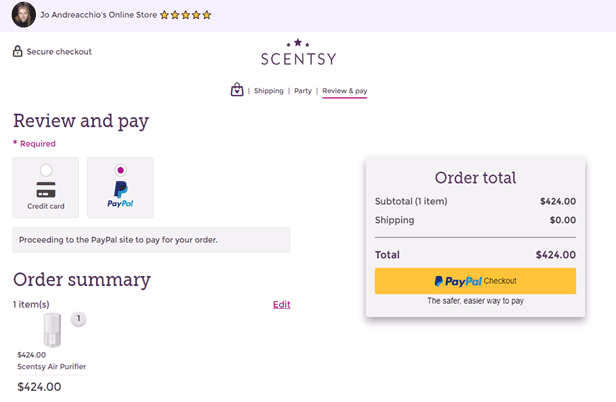 Zip Pay Scentsy step 3