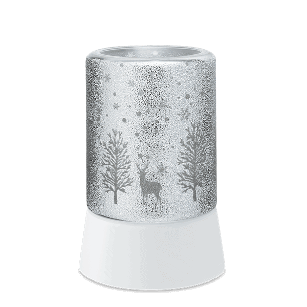Snowy Glitter Grove Mini Scentsy Warmer with Tabletop Base